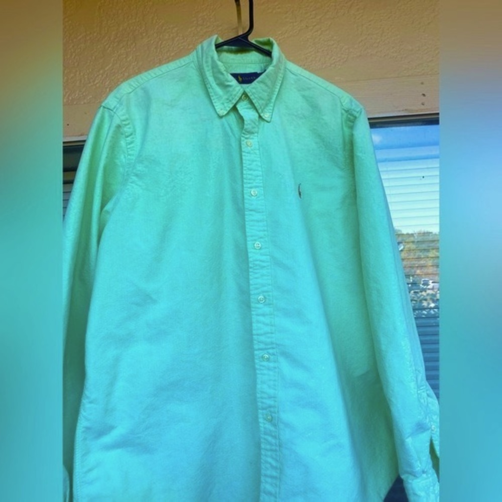 Ralph Lauren Classic Casual Button Down Shirt Long Sleeve Green